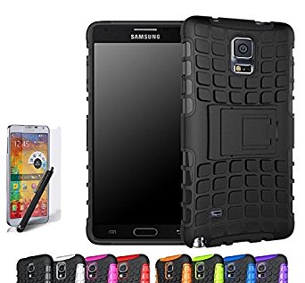 Galaxy Note 4 Case, CINEYO(TM) heavy Duty Rugged Dual Layer Case with kickstand (Samsung Galaxy Note 4 case Black) (Black)