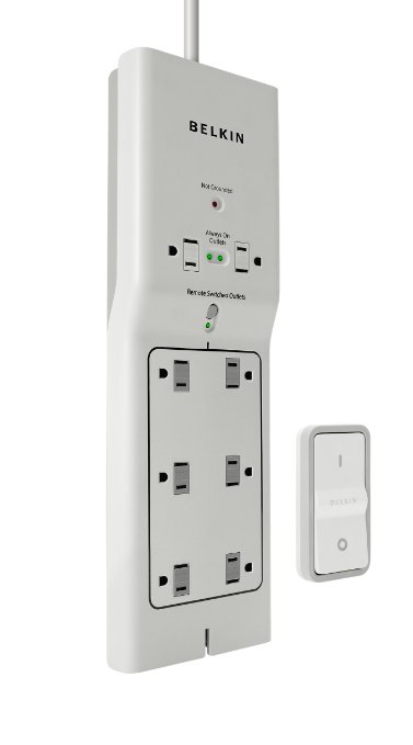 Belkin 8-Outlet Conserve Switch Surge Protector with 4-Foot Cord and Remote, F7C01008q