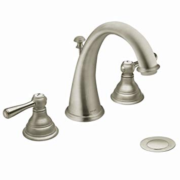 Moen T6125BN Kingsley Two-Handle High-Arc Widespread Bathroom Faucet, Brushed Nickel