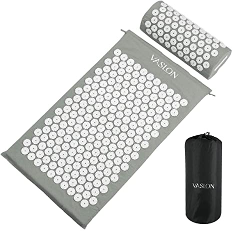 VASLON Massager Cushion Acupressure Mat Relieve Stress Pain Acupuncture Massage Pillow Spike Yoga Mat with Pillow (Grey)