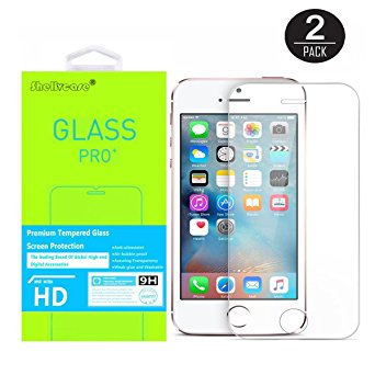iPhone SE Screen Protector, Shellvcase® Premium Tempered Glass Screen Protector Film for iPhone SE 5S 5 5C 5SE (iSE(2pack))