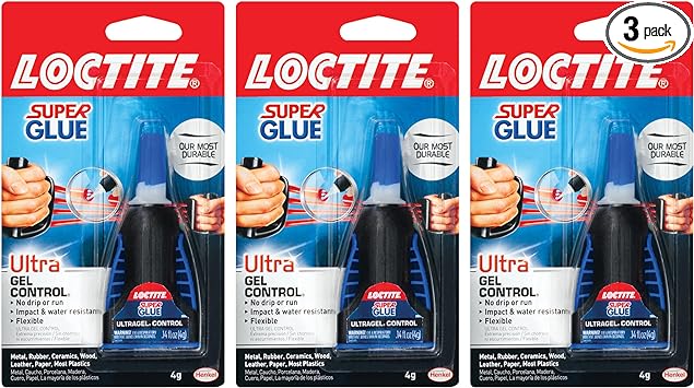 Loctite Super Glue Ultra Gel Control, Clear Superglue, Cyanoacrylate Adhesive Instant Glue, Quick Dry - 4 g Bottle, 3 Pack