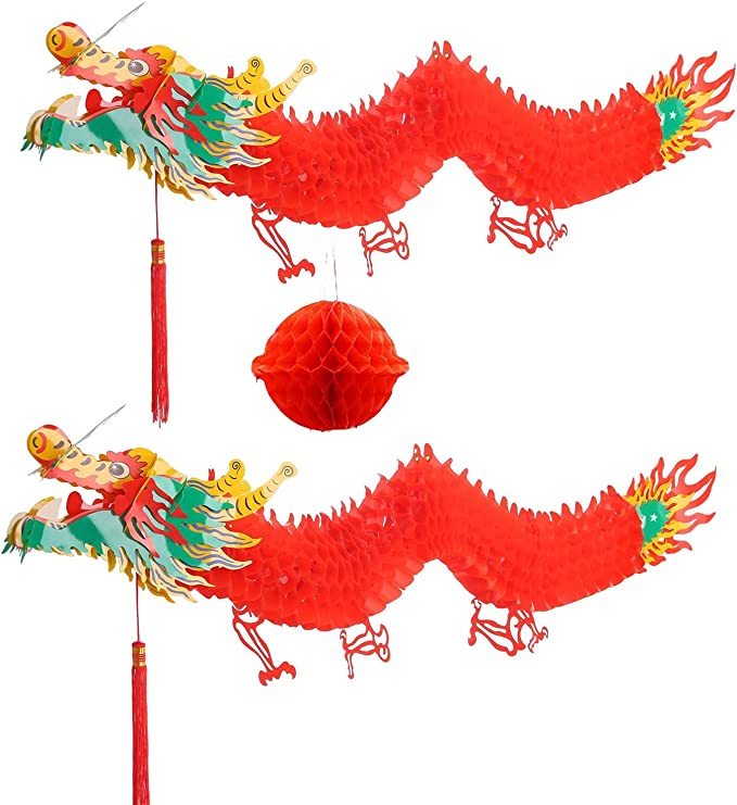 2pcs 3D Bad Dragon Chinese New Year Dragon Garland Hanging Decoration New Year Party Ornaments