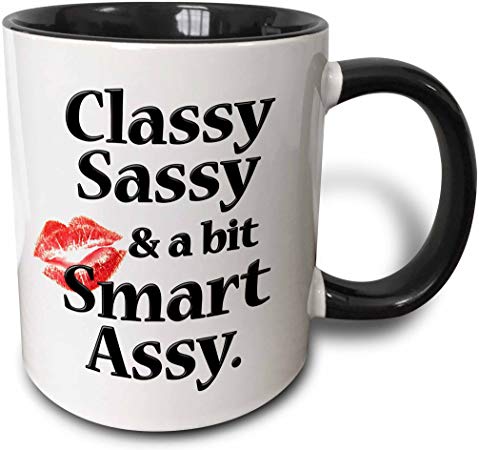 Amandir 171886_4 Classy Sassy And A Bit Smart Assy Two Tone Mug, 11 oz, Black