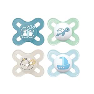 MAM Original Start Matte Newborn Baby Pacifier, Best Pacifier for Breastfed Babies, Boy, 0-3 Months (Pack of 4)