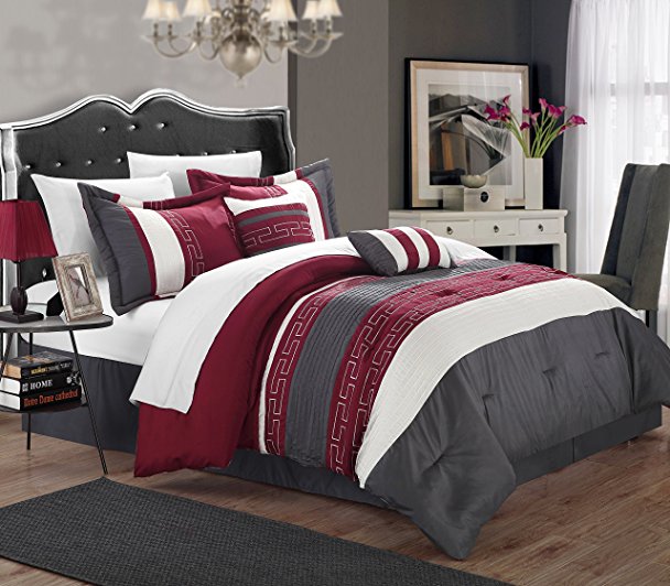 Chic Home Carlton 6-Piece Comforter Set, King Size, Burgundy