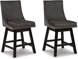 Signature Design by Ashley Tallenger 25" Upholstered Counter Height Barstool, 2 Count, Gray