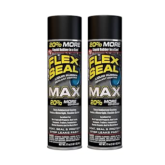 Flex Seal MAX, 17 oz, 2-Pack, Black, Stop Leaks Instantly, Waterproof Rubber Spray On Sealant Coating, Perfect for Gutters, Wood, RV, Campers, Roof Repair, Skylights, Windows, and More