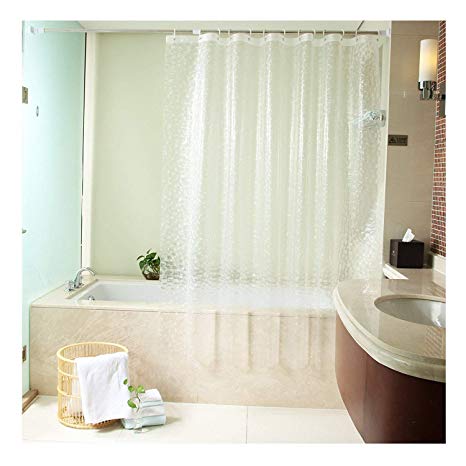 Uforme Bath Stall Size Shower Curtain Liner Waterproof and Mildew Resistant, 100% Eco-Friendly EVA Bathroom Curtain with Unique 3D Cube Pttern Design for Bath, Clear, 36 Inch by 72 Inch