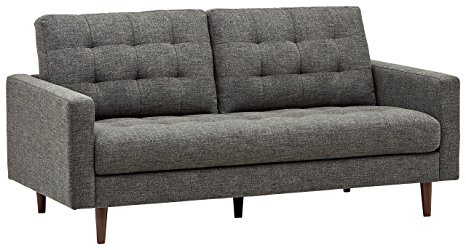 Rivet Cove Mid-Century Tufted Sofa, 80"W, Dark Grey