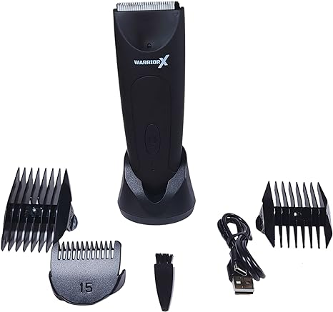 WarriorX Hair Trimmer- Ceramic Blade Balls and Body Hair Trimmer – Replaceable Ceramic Blade, Waterproof, Type-C USB Rechargeable Hair Trimmer with Docking Station - Men Hair Grooming