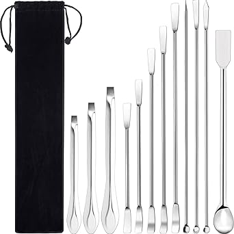 12 Pieces Lab Spatula Micro Lab Scoop Stainless Steel Micro Spatula for Powders Gel Cap Filler (12 Pieces, Group B)