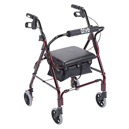 Drive Medical Mimi Lite Deluxe Aluminum Rollator, Flame Red