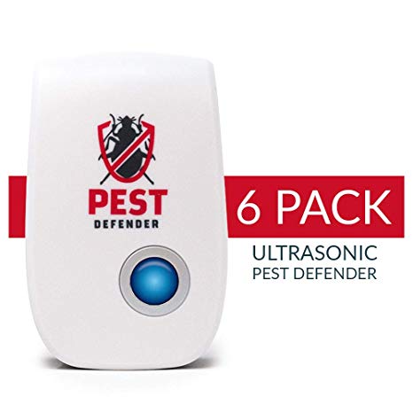Pest Defender Ultrasonic Electronic Pest Repeller Plug in Indoor - Chemical Free, Child & Pet Safe Pest Control - Gets rid of Rats, Roaches, Mice, Mosquitoes, Spiders, Ants, Fleas (6-Pack)