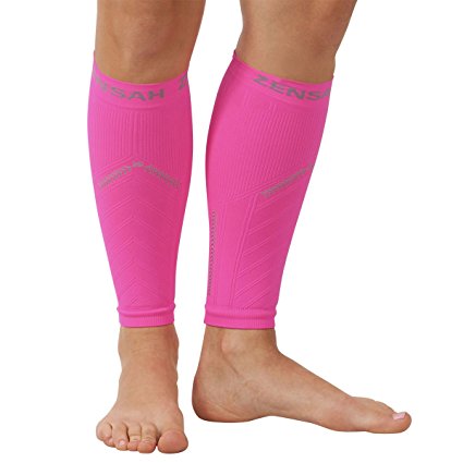 Zensah Reflective Compression Leg Sleeves - Best Night Running Gear - Relieve Shin Splints - Calf Sleeves for Running - Improve Visibility