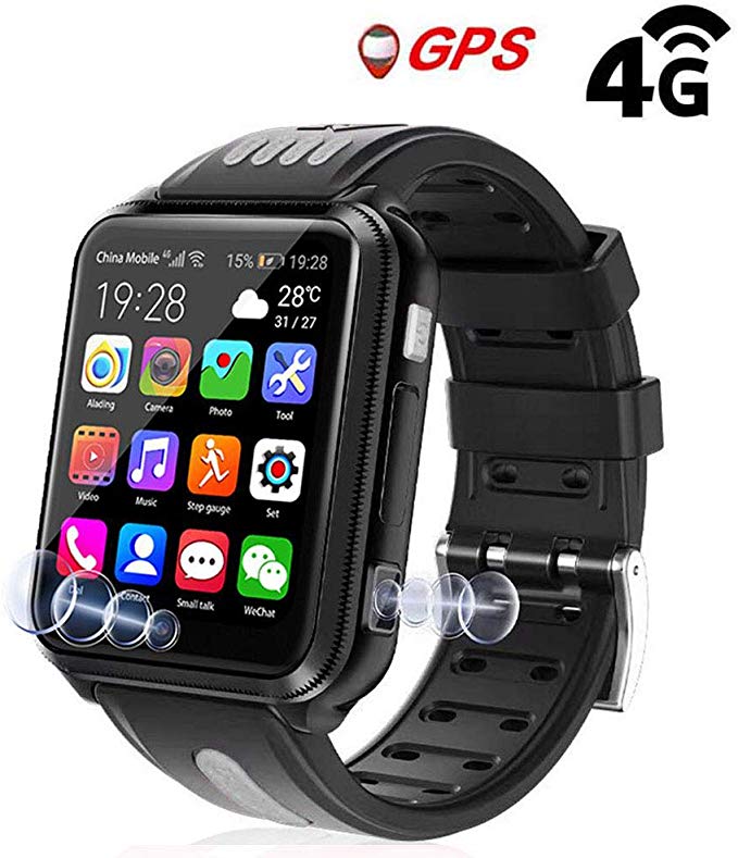 Goglor Kids Smartwatch Phone, Childrens Waterproof SOS Call GSM Sim Touch Screen 4G Smart Tracker Watch, Support WeChat Video Voice Chat/Game/APP Download/Camera/GPS/Lbs/WiFi for Kids Boys and Girls