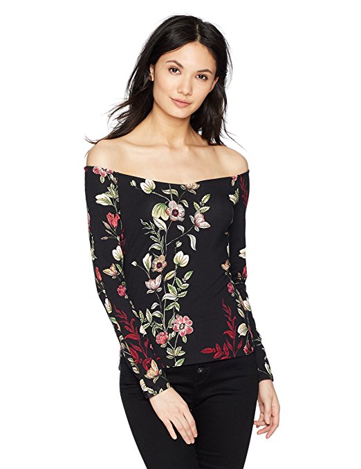 Guess Women's Long Sleeve Peek a Boo Top