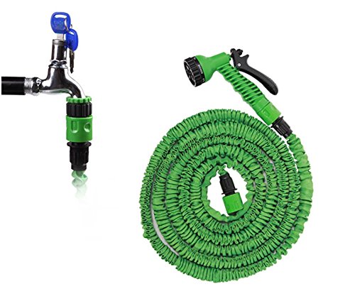 XYH Expandable and Flexible Garden Hose. 25 Foot Expanding or Collapsible Hose for Easy Home Storage (Green,25 Foot)