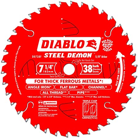 Freud D0738F Diablo Steel Demon Ferrous Cutting Saw Blade 7-1/4-Inch by 38t 5/8-Inch arbor