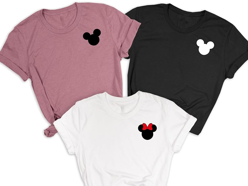 Customized Matching Mickie and Minnie Head Logo T-Shirt, Cute Mickey and Minnie Inspired Custom Tees, Great Gift Idea for Family Squad Shirts, Couple Shirt, Birthday Gift, Disney Family Trip Shirt