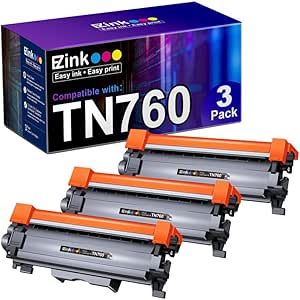 E-Z Ink Compatible Toner Cartridge Replacement for Brother TN760 TN 760 TN730 Compatible with DCP-L2550DW HL-L2350DW HLL2395DW HLL2390DW HL-L2370DW MFC-L2710DW MFC-L2750DW MFC-L2730DW (3 Black)