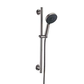 KES Five Function Hand Shower Head with Adjustable Slide Bar, Brushed SUS304 Stainless Steel, F205-BS KP501B-BN