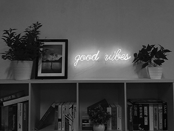 Good Vibes Neon Art Sign Real Glass Handmade Visual Artwork Home Decor Wall Light