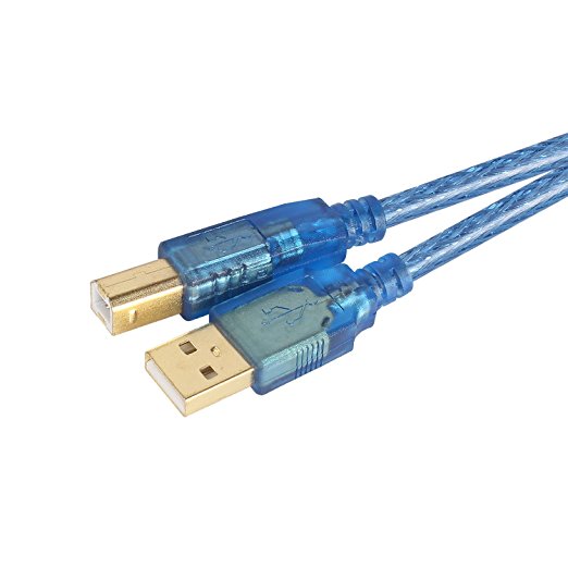 USB A Male to B Male Hi-Speed USB 2.0 Cable with Gold Connectors and a Ferrite Core 20Feet/6m