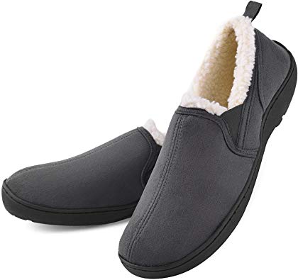 Men’s Moccasin Slippers House Shoes Clogs Micro Suede Memory Foam Wool-Like Plush Fleece Lined Anti-Skid Home Indoor/Outdoor Footwear