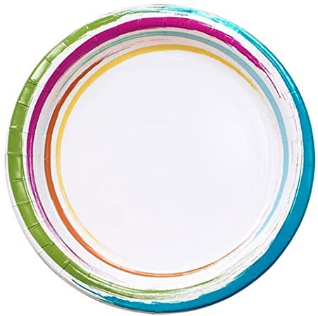 Nicole Home Collection 48 Count Dinnerware Paper Plate, 8.5 Inch, Brushstrokes