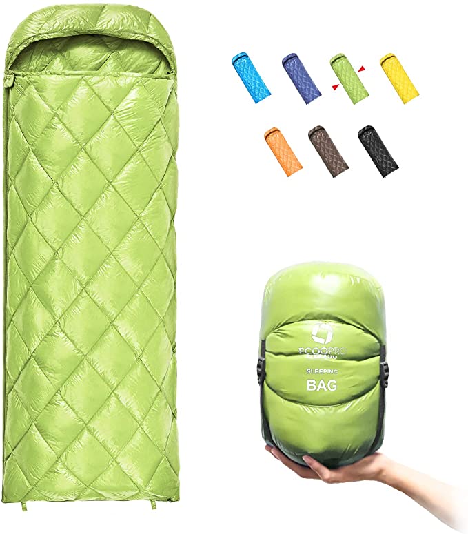 ECOOPRO Down Sleeping Bag, 41 Degree F 600 Fill Power Cold Weather Sleeping Bag - Ultralight Compact Portable Waterproof Camping Sleeping Bag with Compression Sack for Adults, Teen, Kids