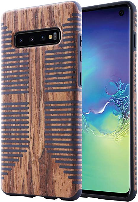 Starred Premium Protective Wood Grain Texture Case for Samsung Galaxy S10e Stitched TPU Stripes Cover