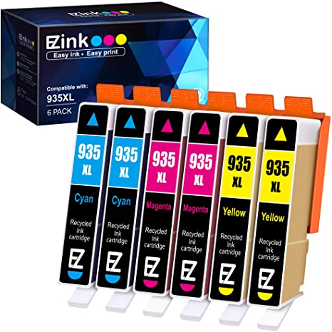 E-Z Ink (TM) Compatible Ink Cartridge Replacement for HP 935XL to use with Officejet 6230 6830 6815 6812 6835 6820 Printer ( 2 Cyan, 2 Magenta, 2 Yellow, 6 Pack)