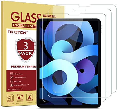 [3 Pack] OMOTON Screen Protector for iPad Air 4 2020 10.9 inch (iPad Air 4th generation) / iPad Pro 11 - Tempered Glass Screen Protector