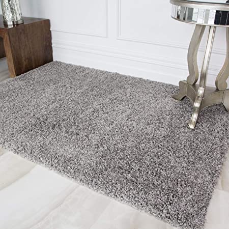 Ontario Silver Light Grey Soft Warm Thick Shaggy Shag Fluffy Living Room Area Rug