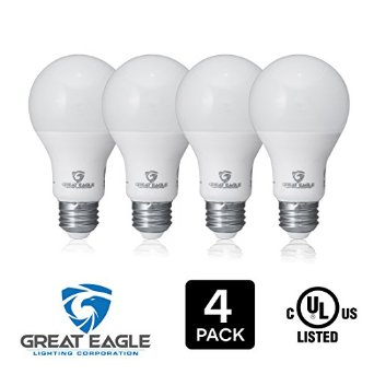 Great Eagle 100W Equivalent LED Light Bulb A19 or A21 Bright White 3000K Dimmable 14-Watt UL Listed 1600 Lumens (4-pack)