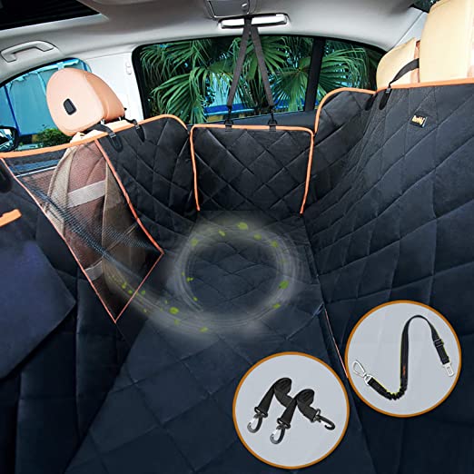 iBuddy Dog Seat Cover with Mesh Window Waterproof Car Seat Cover for Dogs Durable Vehicle Pet Seat Cover Protector for Back Seat Against Dirt and Dog Hair of Car/SUV Machine Washable Dog Car Hammock