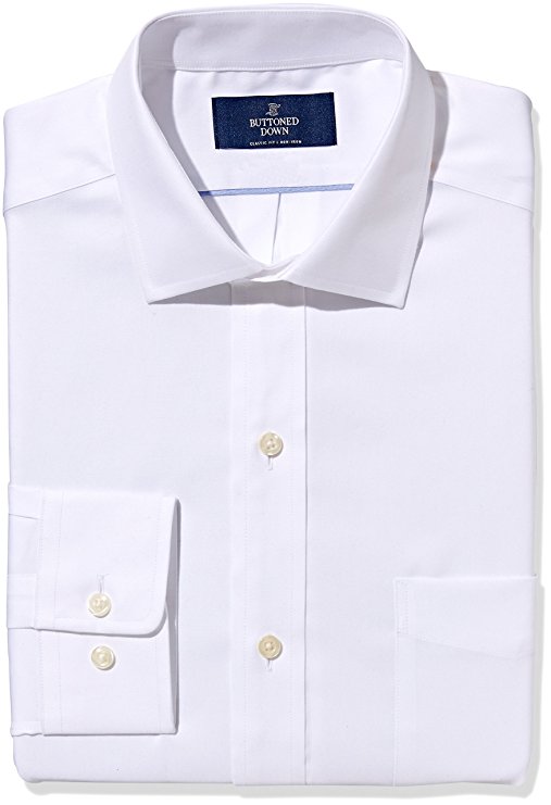 Buttoned Down Men's Non-Iron Classic Fit Pinpoint Spread Collar Dress Shirt