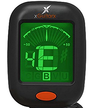 xGuitarx x9 - Guitar Tuner Clip on - Rotational Bright Display, Easy to Use, Accurate - Chromatic, Guitar, Ukulele, Violin and Bass Modes - Pitch Calibration and Transposition Settings