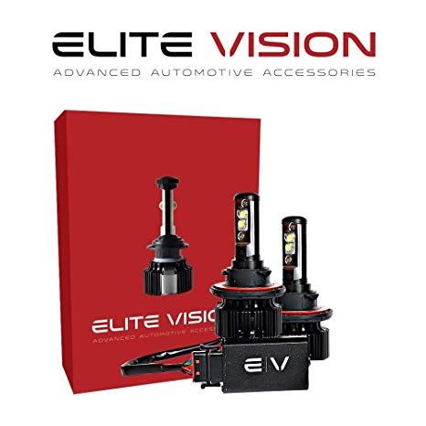 Elite Vision Advanced Automotive Accessories - Elite LED Conversion Kit H13 (9008) for Bright White Headlights Bulbs, Low Beams, High Beams, Fog Lights