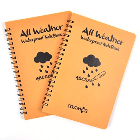 Cosmos ® Pack of 2 pcs Orange Tactical Waterproof All-weather /Shower /Aqua Notes /Pocket Notebook /Notepad (Size: 5 x 7 inches)