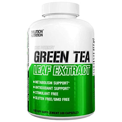 Evlution Nutrition Green Tea Leaf Extract Supplement with EGCG for Metabolism & Antioxidant Support* Stimulant Free, Gluten Free 100 Servings