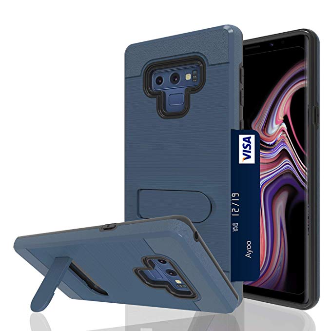 Ayoo for:Galaxy Note 9 Case,Samsung Galaxy Note 9 Case, Galaxy Note 9 2018 Case,[1 Card Slot Holder Kickstand] Full Bodystocking Dual Layer Shock-Absorption for Galaxy Note 9 2018-ZJ Metal Slate
