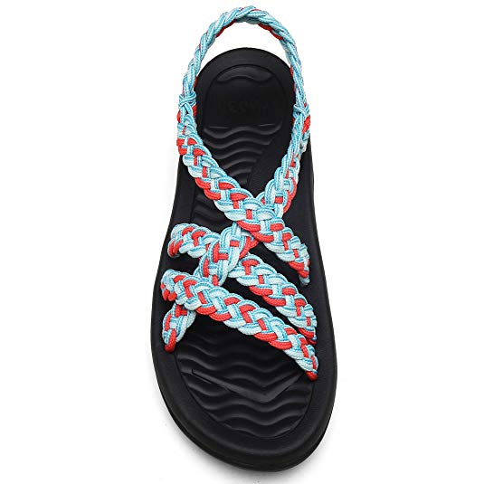 MEGNYA Women's Walking Sandals Comfortable Flat Summer Beach Water Sandals