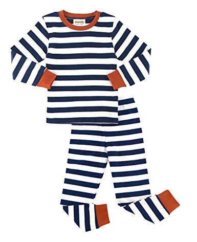 Fiream Girls Boys Pajamas Sets Cotton Striped Long Sleeve Thickened Sleepwear for Girls and Boys Size 12 Month-13 Years