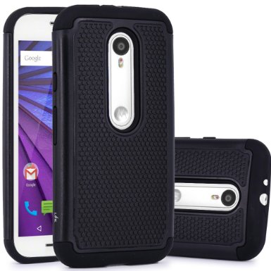 Moto G 3rd Gen Case LK Shock Absorption Hybrid Dual Layer Armor Defender Protective Case Cover for Motorola Moto G 3rd Generation 2015 Black