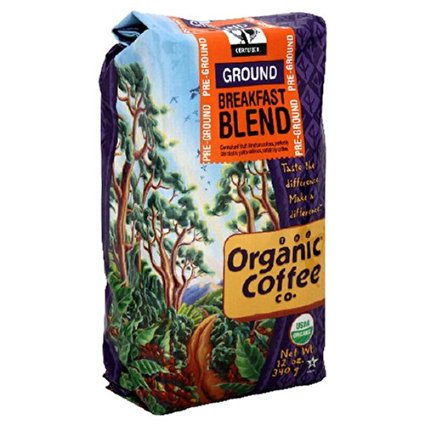 The Organic Coffee Co. Ground, Breakfast Blend, 12 Ounce (1 Bag)