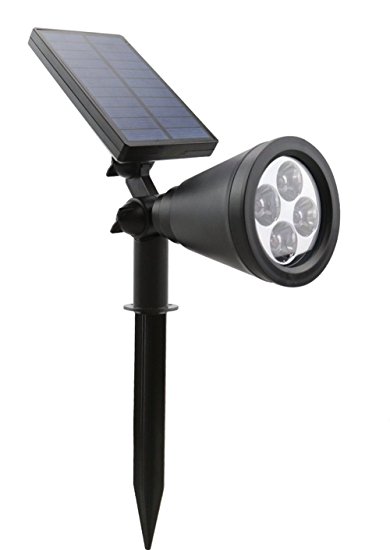 [2017 Version] LED Solar Spot Lights Solar Powered Garden Outdoor Waterproof Wall Light Adjustable Spotlight Outside Night Lights Security Lighting Path Lights, In-ground Lights, Landscape Light for Garden, Fence, Tree, Patio, Deck, Yard, Lawn, Pathway, Driveway, Stairs, Pool Area, Home [Energy Class A   ]