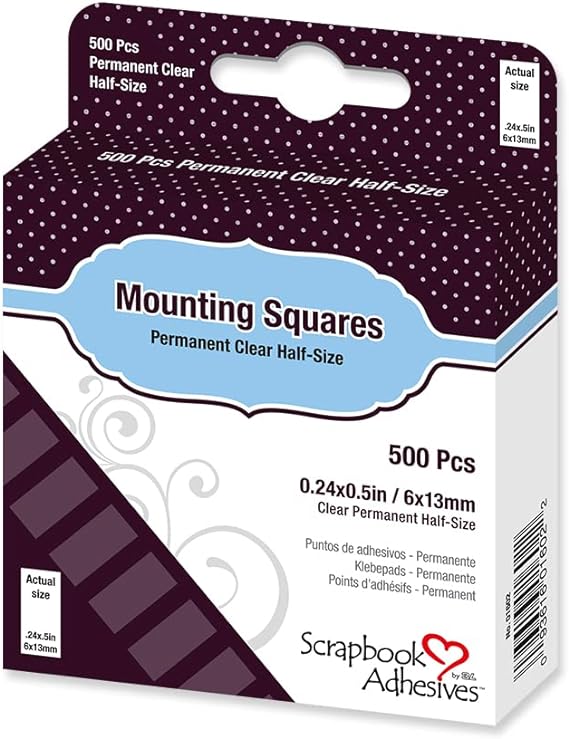 3L 1/2-Inch by 1/2-Inch Permanent Mounting Squares 250/Pkg, White