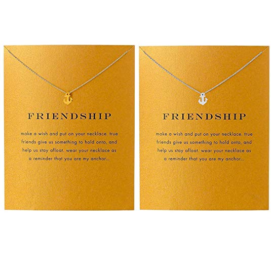QXFQJT Sun Compass Necklace Friendship Anchor Horseshoe Deathly Hallow Pendant Chain Necklace with Meaning Cards